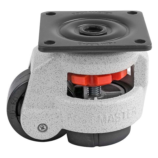 Foot Master Leveling Caster, 50 mm Nylon Wheel, 73x73 mm Plate, Swivel, 280 kg Cap, NBR Foot Pad, Ivory GD-60-F-NYN - main